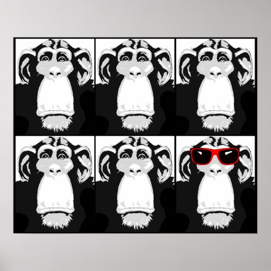 Eén Coole Aap Grappige Poster Bord Print (Voorkant)