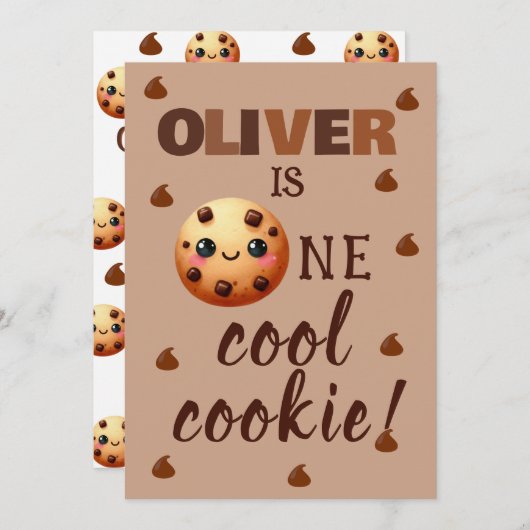 Een coole cookie 1e verjaardag aankondiging (Voorkant / Achterkant)
