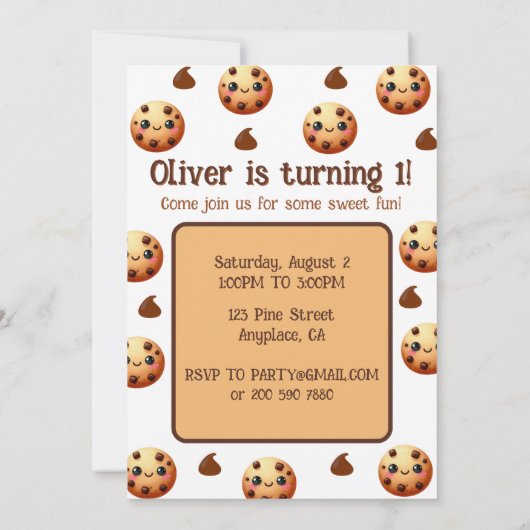 Een coole cookie 1e verjaardag kaart (Achterkant)