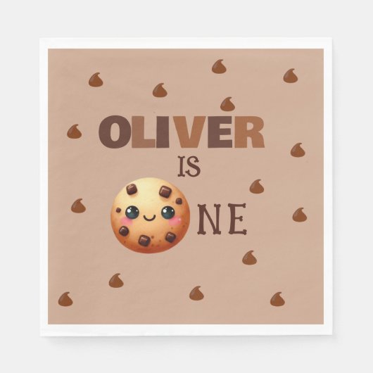 Een coole cookie 1e verjaardag servet (Voorkant)