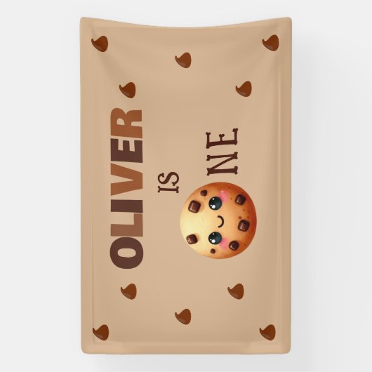 Een coole cookie 1e verjaardag spandoek (Verticaal)
