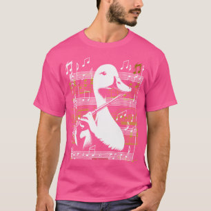 Een coole eend die muziek speelt op een fluit t-shirt