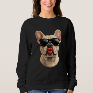 Een Coole Franse Bulldog Die een kus geeft met Vet Trui