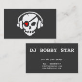 Een coole grijze DJ Skull love visitekaartje (Voorkant / Achterkant)