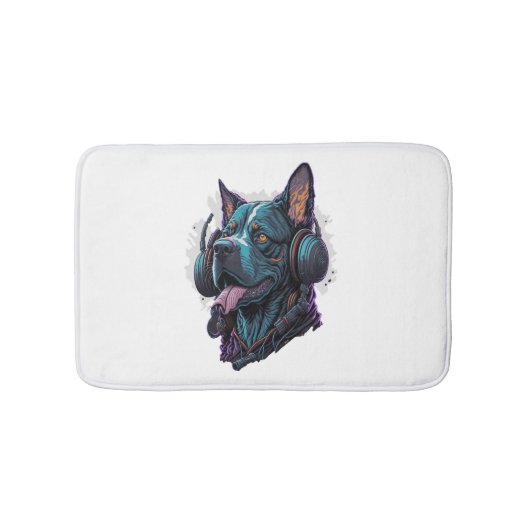 Een coole hond die naar muziek luistert badmat (Voorkant)
