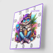 Een coole kat die geniet van een levendige straatf vierkante klok (Hoek)