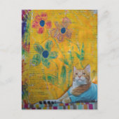 Een Coole Kat Mixed Media Collage Briefkaart (Voorkant)