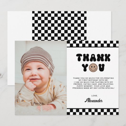 Een coole kerel eerste verjaardag bedankkaart (Voorkant / Achterkant)