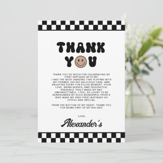 Een coole kerel eerste verjaardag bedankkaart feestdagenkaart (Staand voorkant)