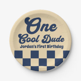 Eén Coole Kerel Jongen 1e Verjaardagsfeestje Papieren Bordje