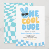 Eén Coole Kerel Jongen Lente Konijn 1e Verjaardags Kaart (Voorkant / Achterkant)