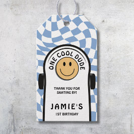 Eén Coole Kerel Skateboard 1e Verjaardag BEDANKT Cadeaulabel