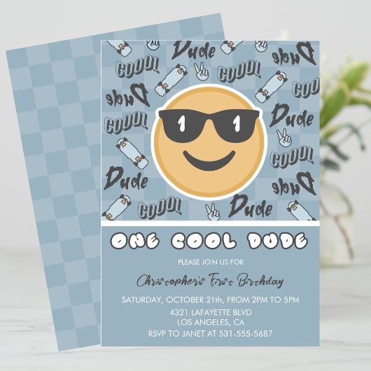 Een coole kerel verjaardag uitnodiging eerste verj