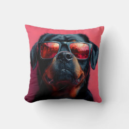 Een coole rottweiler met een zonnebril kussen