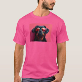 Een coole rottweiler met een zonnebril t-shirt