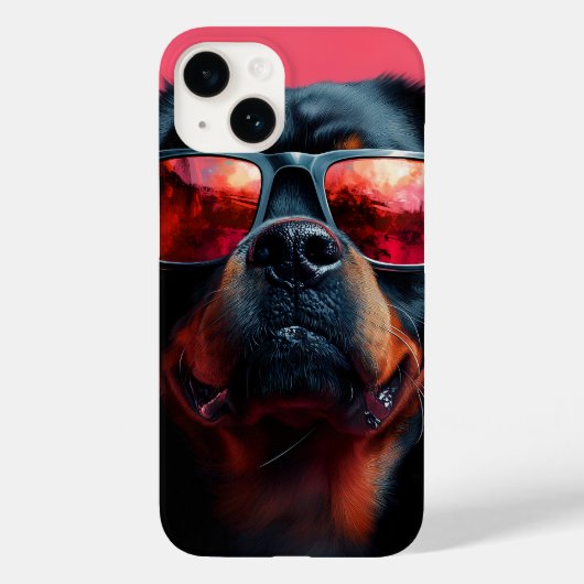 Een coole rottweiler met zonnebril Case-Mate iPhone case (Achterkant)