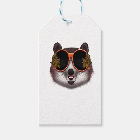 Een coole tanuki met  zonnebril cadeaulabel (Voorkant)