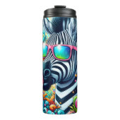 Een coole Zebra met een kleurrijke zonnebril Thermosbeker (Voorkant)