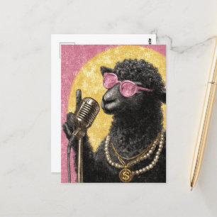 Een Coole Zwarte Schapen Zanger Briefkaart