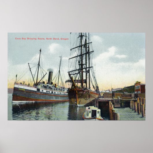 Een Coos Bay Shipping Scene op Dock Poster (Voorkant)