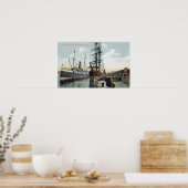 Een Coos Bay Shipping Scene op Dock Poster (Keuken)