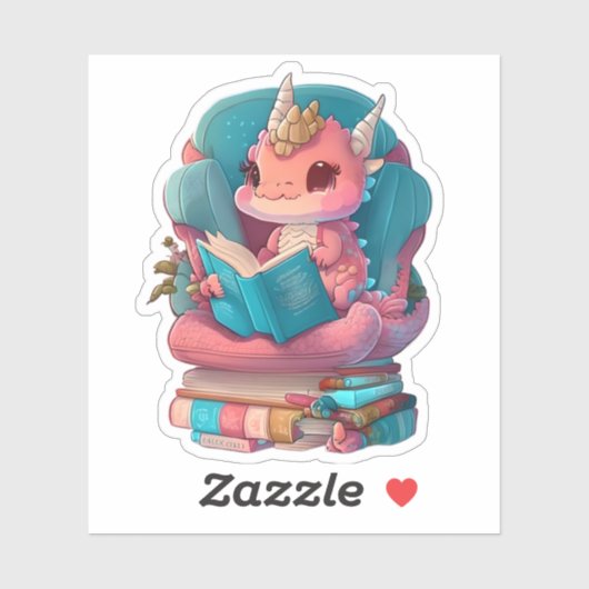 Een Coral Dragon Reading Sticker (Vel)