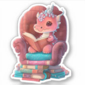 Een Coral Dragon Reading Sticker (Voorkant)