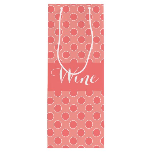 Een Coral Polka Dot Wijn Cadeautas (Achterkant)