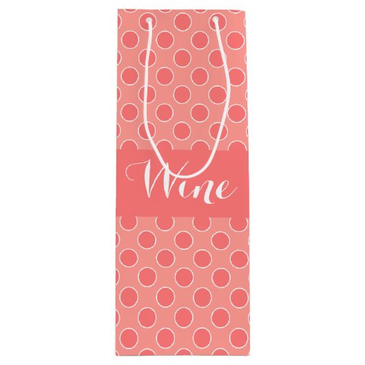 Een Coral Polka Dot Wijn Cadeautas (Voorkant)