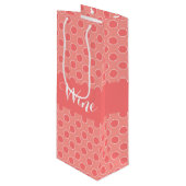 Een Coral Polka Dot Wijn Cadeautas (Voorkant Gekanteld)