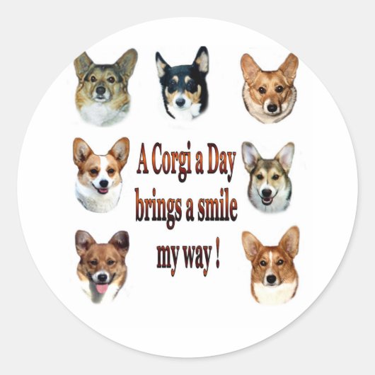 Een Corgi a Day brengt een glimlach 7 Ronde Sticker (Voorkant)