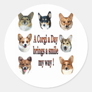 Een Corgi a Day brengt een glimlach 7 Ronde Sticker