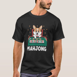 Een Corgi die Mahjong-tegelspel Mahjong-speler spe T-shirt