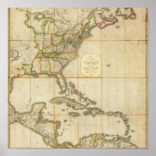 Een correcte kaart van de Verenigde Staten Poster