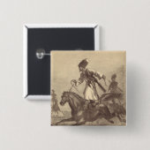 Een Cossack Horseman Vierkante Button 5,1 Cm (Voorkant /achterkant)