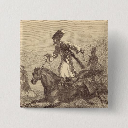 Een Cossack Horseman Vierkante Button 5,1 Cm (Voorkant)