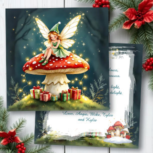 Een Cottage Core Kerst Elf Paddenstoel Op Maat Kaart