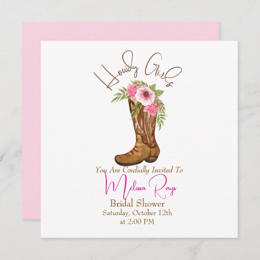 Een Country Cowgirl Laarzen Bruids Douche Uitnodig Save The Date (Voorkant / Achterkant)