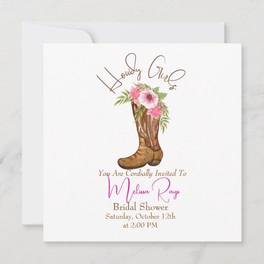 Een Country Cowgirl Laarzen Bruids Douche Uitnodig Save The Date (Voorkant)