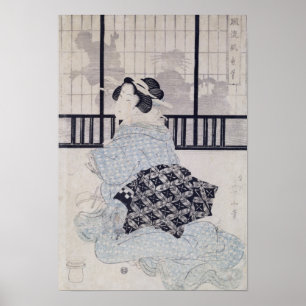 Een Courtisan met een Shamisen Poster