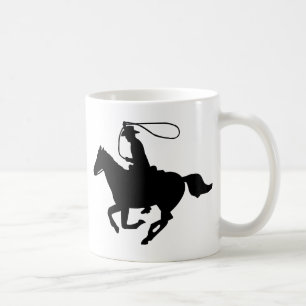 Een cowboy die met een lasso rijdt. koffiemok