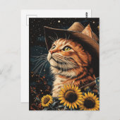 Een cowboy Kat Briefkaart (Voorkant / Achterkant)