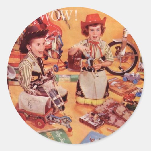 Een cowboy kerst ronde sticker (Voorkant)