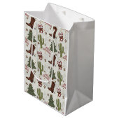Een Cowboy Merry Christmas Gift Bag Medium Cadeauzakje (Voorkant Gekanteld)