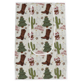 Een Cowboy Merry Christmas Gift Bag Medium Cadeauzakje (Achterkant)