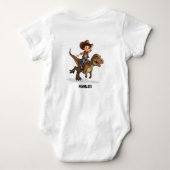 Een cowboy op een T-rex dinosaurus baby bodysuit (Achterkant)