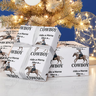 Een cowboy rijdt op een paard als een cowboy cadeaupapier
