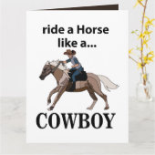 Een cowboy rijdt op een paard als een cowboy kaart (Gele Bloem)