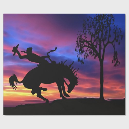 Een cowboy silhouette bij zonsondergang cadeaupapier (Vlak)