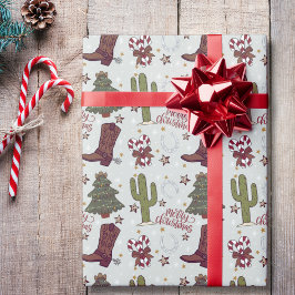 Een cowboy Vrolijk Kerstfeest Cadeaupapier